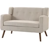 Dvivietė sofa su kišeninėmis spyruoklėmis ir velvetiniu audiniu, smėlinė/riešutmedžio, 118 × 72 × 80 cm
