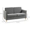 Homcom Dvivietė sofa su pagalvėlėmis, lininė, šviesiai pilka, 141x65x78cm