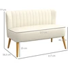 Dvivietė sofa su spyruokliniu pagrindu, kreminės baltos spalvos, 117 × 56,5 × 77 cm