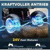AIYAPLAY vaikiškas elektrinis keturratis, 24 V elektromobilis su 4 ratais, priekiniais žibintais, USB jungtimi, MP3 funkcija, 6,5 km/val., 3–8 metai