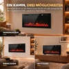 Elektrinis židinys su 3D LED liepsna ir 3 montavimo būdais, juodas, 92 × 11 × 46 cm