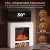 Elektrinis židinys su TV stovu ir 3D liepsnomis, baltas, 75 × 25 × 85 cm
