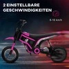 HOMCOM elektrinis motociklas vaikams, su 24V 350W varikliu, 8-16 KMH greičio režimu, 12 colių pripučiamomis padangomis, elektra varomas motociklas su muzika ir priekiniu žibintu, „Moto Cross“ vaikams nuo 8 iki 12 metų, rožinis