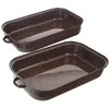 Orion Kepimo indas emaliuota su dangčiu stačiakampio formos BROWN 14 l, 46x27,5 cm