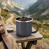 Emaliuotas puodelis su rankenėle, pilkas, 400 ml, 12 × 9 × 8,5 cm