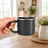 Emaliuotas puodelis su rankenėle, pilkas, 400 ml, 12 × 9 × 8,5 cm