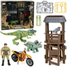 Lean Toys Figūrėlių rinkinys su dinozaurų aptvaru ir stebėjimo bokštu, 50,5 × 40,5 × 15,5 cm