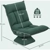 Fotelis HOMCOM Grindų Kėdė 360° Besisukantis Grindų Krėslas su 5 Pakopų Reguliuojamu Atlošu, Sulankstoma Grindų Sofa Meditacijos Kėdė Minkšta Laisvalaikio Sofa Svetainei, Žaidimams ir Skaitymui, Žalia