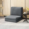Fotelis HOMCOM 3-in-1 sulankstoma grindų sofa, aksominė išvaizda, paminkštinta sofa-lova, iki 240 kg apkrova, miegamajam, svetainei, tamsiai pilka