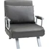 Fotelis HOMCOM Sofa lova su porankiu 65x69x80cm 3-in-1 sofa lova, svečių lova, sulankstomas čiužinys, šezlongas, dirbtinė oda, pilka