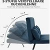 HOMCOM miegamoji sofa, poilsio krėslas, lovos funkcija, sulankstoma sofa, aksominė, su nugaros pagalvėle, reguliuojamas atlošas, mėlyna, 102x73x81cm