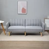 HOMCOM skandinaviško dizaino sofa-lova 2 asmenims, 3 kryptimis reguliuojamas atlošas, gumos medžio kojos, pilkos spalvos lininis audinys