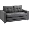 HOMCOM dvivietė sofa-lova, išlankstoma sofa su miegojimo funkcija, lino tekstūros audinys, kaučiukmedis, pilka, 147,5x75x85 cm