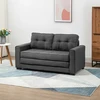 HOMCOM dvivietė sofa-lova, išlankstoma sofa su miegojimo funkcija, lino tekstūros audinys, kaučiukmedis, pilka, 147,5x75x85 cm