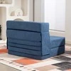 HOMCOM 3-in-1 išskleidžiamas fotelis, sulankstoma sofa-lova su miegamuoju mechanizmu, juosmens pagalvė, flanelinė poilsio kėdė svetainei, tamsiai mėlyna