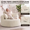 Fotelis su gilia sėdyne ir berėmiu putų dizainu, kreminės baltos spalvos, 130 × 130 × 82 cm