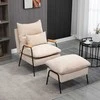 HOMCOM Relaksacinis Krėslas su Pufu, Reguliuojamu Atlošu, Gulimos Padėties Funkcija, Pagalve | Modernus Minkštas Fotelis Svetainei, Kordo Išvaizda, Atlaiko iki 180 kg, Smėlio Spalvos
