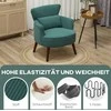 Fotelis HOMCOM krėslas su atlošu ir užapvalintais porankiais, paminkštintas, velveto išvaizda, medinės kojos, miegamajam, svetainei, iki 120 kg, tamsiai žalias