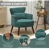 Fotelis HOMCOM krėslas su atlošu ir užapvalintais porankiais, paminkštintas, velveto išvaizda, medinės kojos, miegamajam, svetainei, iki 120 kg, tamsiai žalias