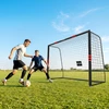 Futbolo vartai su paminkštintu rėmu ir tinklu, juodi ir raudoni, 300 x 120 x 200 cm