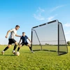 Futbolo vartai su tankiu poliesterio tinklu, juodi, 300 × 120 × 200 cm
