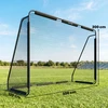 Futbolo vartai su tankiu poliesterio tinklu, juodi, 300 × 120 × 200 cm