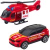 Lean Toys Gaisrininko žaidimų rinkinys: sunkvežimis, sraigtasparnis, automobilis su šviesomis ir garsais