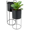 Home Styling Collection Gėlių stovai su išimamais vazonais, juodi, 20,5 × 20,5 × 50,5 cm ir 18,5 × 18,5 × 39,5 cm, 2 vnt.