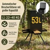 Gravitacinė elnių šėrykla su 4 šėrimo loveliais ir 4 kojų stovu, juoda, 66 × 66 × 91,4 cm
