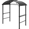 "Outsunny" grilio paviljonas 233 x 110 x 235 cm vėjo nepraleidžiantis sodo paviljonas su dvigubu stogu, lentynos, pavėsinės su apsauga nuo UV spindulių, plieno BBQ paviljonas, sodo palapinė grilio palapinė vakarėliams, tamsiai pilka