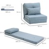 Fotelis HOMCOM Grindų kėdė 2-in-1 Sulankstoma lova su reguliuojamu atlošu, grindų sofa su dekoratyvine pagalve, grindų sėdynės pagalvė svetainei, miegamajam, linas, dangaus mėlyna