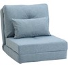 Fotelis HOMCOM Grindų kėdė 2-in-1 Sulankstoma lova su reguliuojamu atlošu, grindų sofa su dekoratyvine pagalve, grindų sėdynės pagalvė svetainei, miegamajam, linas, dangaus mėlyna