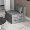 HOMCOM Grindų fotelis "2-in-1" sulankstoma sofa-lova su lino išvaizda, minkštas grindų fotelis iki 240 kg keliamosios galios, skirtas svetainei, miegamajam, pilkos spalvos