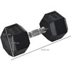 HOMCOM šešiakampis hantelis, ketaus, gumuotas, rifliuota rankena, metalas, guma, juodas, 1 x 15 kg