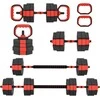 SPORTNOW 4-in-1 Hantelių rinkinys, reguliuojami 25 KG hanteliai ir štangos jėgos treniruotėms namuose