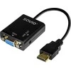 Savio HDMI į VGA adapteris su garsu AK-76, maksimali raiška iki 1080p, be išorinio maitinimo, su pridedamu 3 mm audio kabeliu