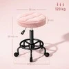 HOMCOM reguliuojamo aukščio kėdė su ratukais, besisukanti 360° kėdė 50-66 cm, darbo kėdė, biuro kėdė, kėdė biurui, salonui, masažui, SPA, rožinė