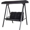 "Outsunny Hollywood" supynės 2 vietų sodo supynės su reguliuojamu stogu, pagalvėlėmis, supamojo suolo keliamoji galia iki 220 kg, skirtos sodui, balkonui, juodos spalvos, 145 x 116 x 172 cm