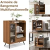 Indauja su stiklinėmis durelėmis ir butelių laikikliu, natūrali, 80 x 40 x 95 cm