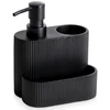 5five Simply Smart Indų ploviklio dozatorius su kempinės ir šepetėlio laikikliu, 250 ml, juodas, 13 × 10 × 16 cm