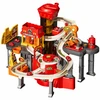 Lean Toys Interaktyvus automobilių garažas su trasa ir keltuvu, raudonas, 52 × 36 × 46 cm, su 8 automobiliais