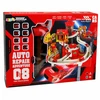 Lean Toys Interaktyvus automobilių garažas su trasa ir keltuvu, raudonas, 52 × 36 × 46 cm, su 8 automobiliais