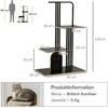 PawHut draskyklė 128cm Aukštos kokybės kačių medis su pagalvėle, draskymo lenta, 2 platformos, juodos spalvos plieniniai kačių baldai