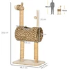 Kačių draskyklė žirafos dizaino su tuneliu, smėlio spalvos, 101 cm