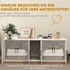 PawHut kačių kraiko dėžės spintelė, katės namas su durimis ir pertvara, kačių tualeto spintelė didelėms katėms, šoninis staliukas, kačių urvas, 145 x 49 x 51 cm, baltas
