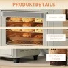 HOMCOM mini orkaitė su konvekcija 10 l, 2 viename mini orkaitė su grotelėmis, kepimo skarda ir padėklu trupiniams, 80–230 °C karšto oro gruzdintuvė su jutikliniu ekranu, laikmačiu, vidaus apšvietimu, 1000 W, nerūdijantis plienas