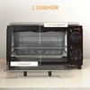 Elektrinė krosnelė HOMCOM mini orkaitė 9L, su kepimo skarda, grotelėmis, 100 °C-230 °C, reguliuojama temperatūra ir kepimo laikas, 60 min. laikmatis, 750 W, nerūdijantis plienas, juoda