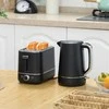 HOMCOM virdulio ir skrudintuvo rinkinys, 2200 W, 1,7 l virdulys, 2 riekelių skrudintuvas, 6 skrudinimo lygiai, pašildymo ir atitirpinimo funkcijos, pusryčių komplektas su kalkių filtru ir trupinių padėklu, juodas