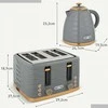 Skrudintuvas HOMCOM virdulio ir skrudintuvo rinkinys, pusryčių komplektas su 1,5 l virduliu, 4 riekelių skrudintuvu, 3000 W, 7 skrudinimo lygiais, atitirpinimo, pašildymo funkcijomis ir trupinių padėklu, „Otter“ termostatas, pilkas