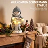 Kalėdinė sniego senio statulėlė su LED apšvietimu ir „Welcome“ lentele, pilka, balta ir juoda, 23 × 20 × 46 cm